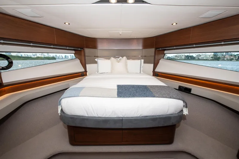 Slide: The Image of Luxurious bedroom interior of 2018 Princess S60 yacht with panoramic windows and elegant design. - 11