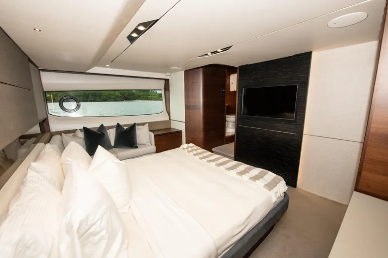 Slide: The Image of Luxurious interior of 2018 Princess S60 yacht with elegant bedroom and modern amenities. - 14