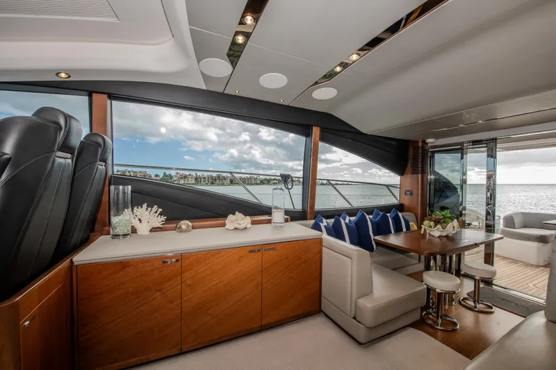 Slide: The Image of Luxurious interior of 2018 Princess S60 yacht with elegant seating and ocean view. - 20