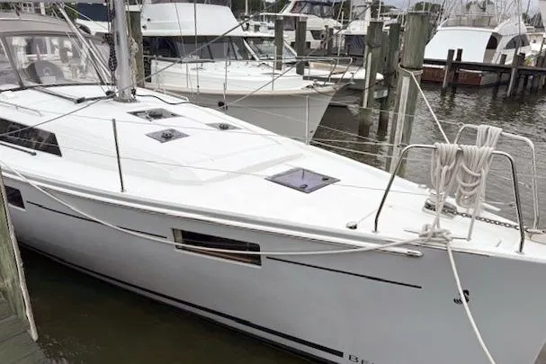 The Image of 2017 Beneteau Oceanis 41.1 sailboat docked at a marina, showcasing sleek design. - 0