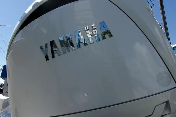 Slide: The Image of Yamaha engine on 2025 Key West 219 FS boat, close-up view. - 6