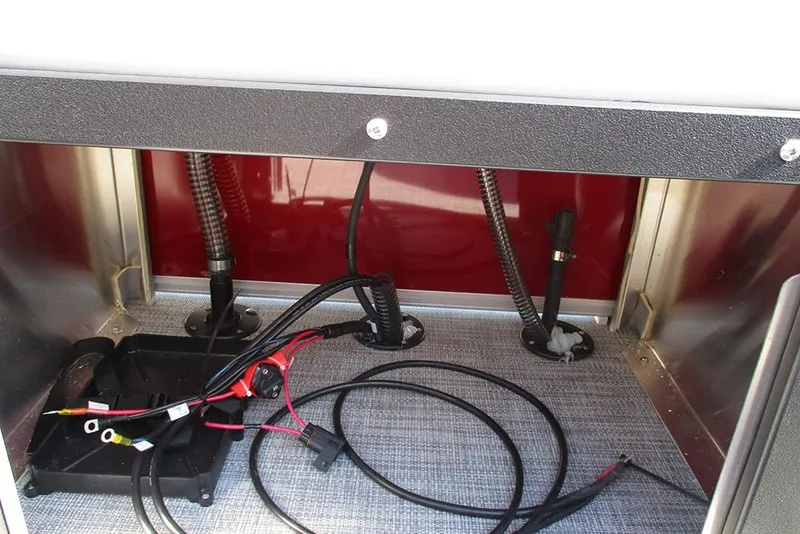 Slide: The Image of 2026 Sun Tracker SportFish 20 DLX interior wiring and components view. - 26