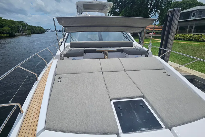 Slide: The Image of Luxurious 2022 Azimut 66 yacht with spacious sunbathing deck and elegant design. - 32