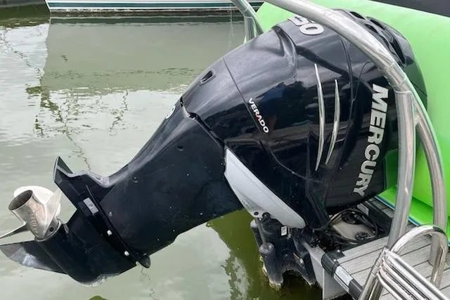 Slide: The Image of 2018 Misty Harbor S2385SU with Mercury Verado outboard motor on water. - 5