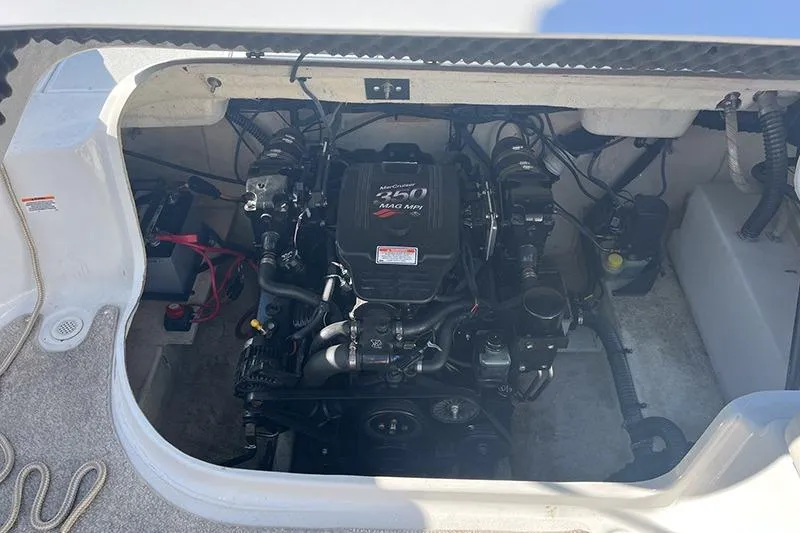 Slide: The Image of 2005 Crownline 266 BR boat engine compartment with MerCruiser 350 MAG MPI engine. - 4