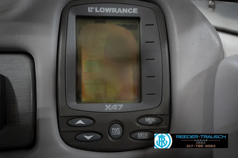 Slide: The Image of Lowrance X47 fish finder on 2006 Skeeter SL 190 boat dashboard. - 34