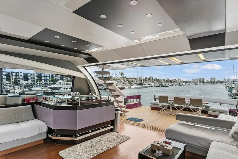 Slide: The Image of Luxurious 2011 Baia yacht interior with modern design and marina view. - 14