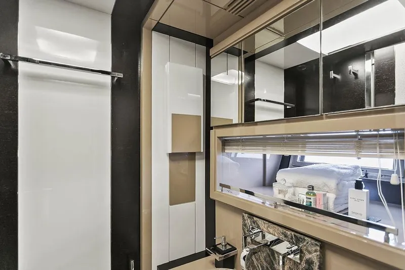 Slide: The Image of Luxurious bathroom interior of 2011 Baia xxx yacht with modern fixtures and elegant design. - 46