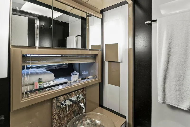 Slide: The Image of Luxurious bathroom interior of 2011 Baia xxx yacht with modern fixtures and elegant design. - 49