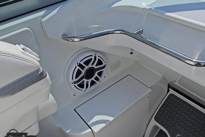 Slide: The Image of 2005 Formula 353 FASTech boat interior with speaker and stainless steel railing. - 60