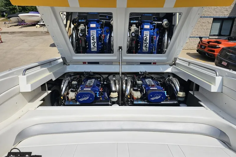 Slide: The Image of 2005 Formula 353 FASTech boat engine compartment with twin high-performance engines. - 93