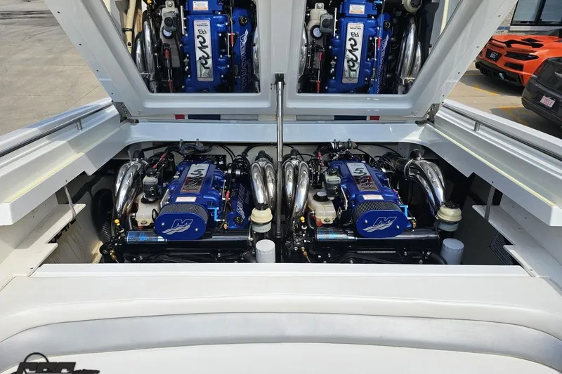Slide: The Image of 2005 Formula 353 FASTech boat engine compartment with dual high-performance engines. - 95