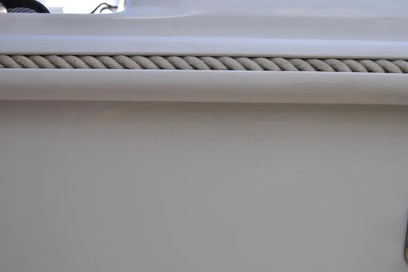 Slide: The Image of 2020 Yellowfin 32 Offshore boat hull with embossed identification number. - 52