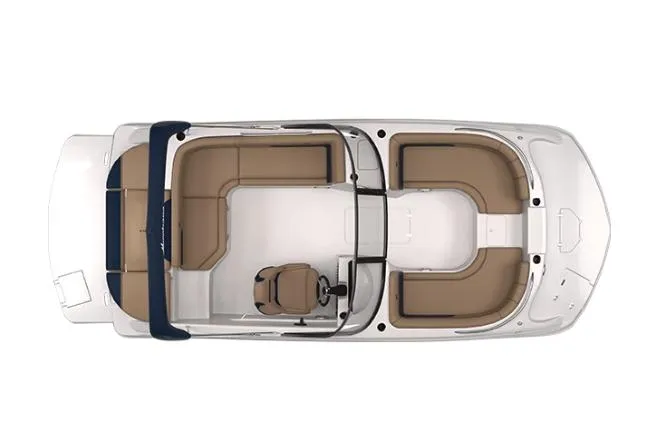 Slide: The Image of Manufacturer Provided Image: Top view of 2023 Hurricane SunDeck 187 IO boat with tan seating and white deck. - 4