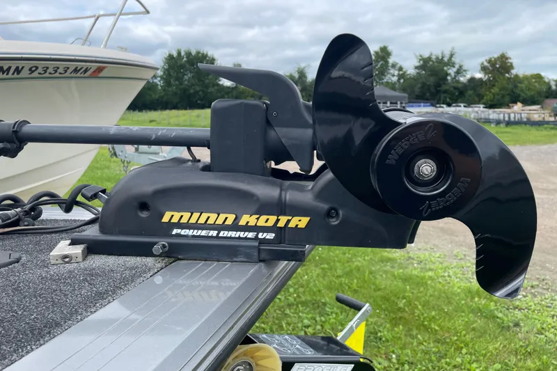 Slide: The Image of Minn Kota Power Drive V2 motor on 2014 Crestliner 1750 Fish Hawk boat. - 31
