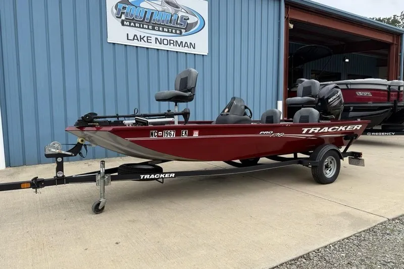 Slide: The Image of 2019 Tracker Pro 170 boat on trailer at Foothills Marine Center, Lake Norman. - 10