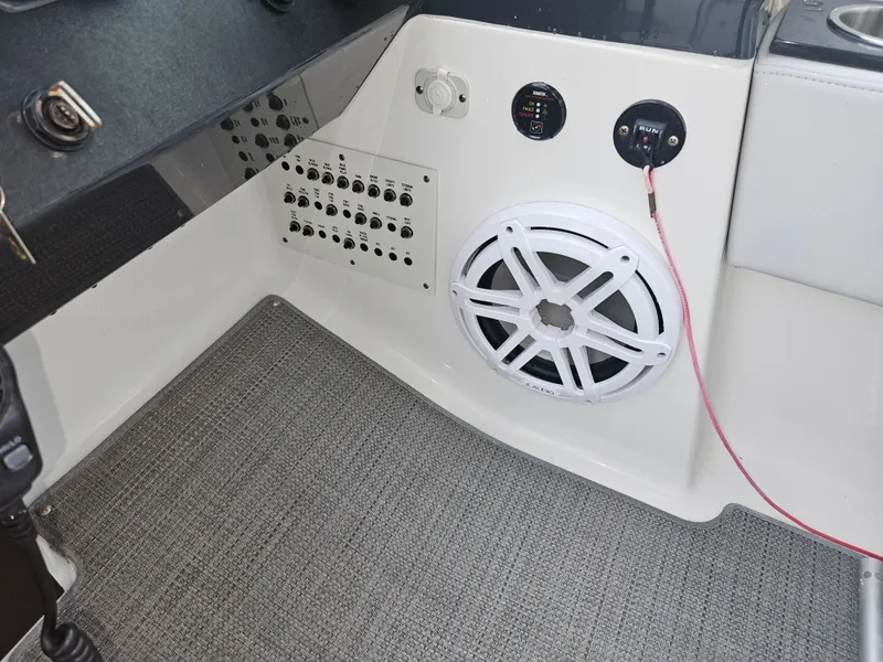 Slide: The Image of 2018 Formula 350 Sun Sport boat interior with speaker and control panel. - 32