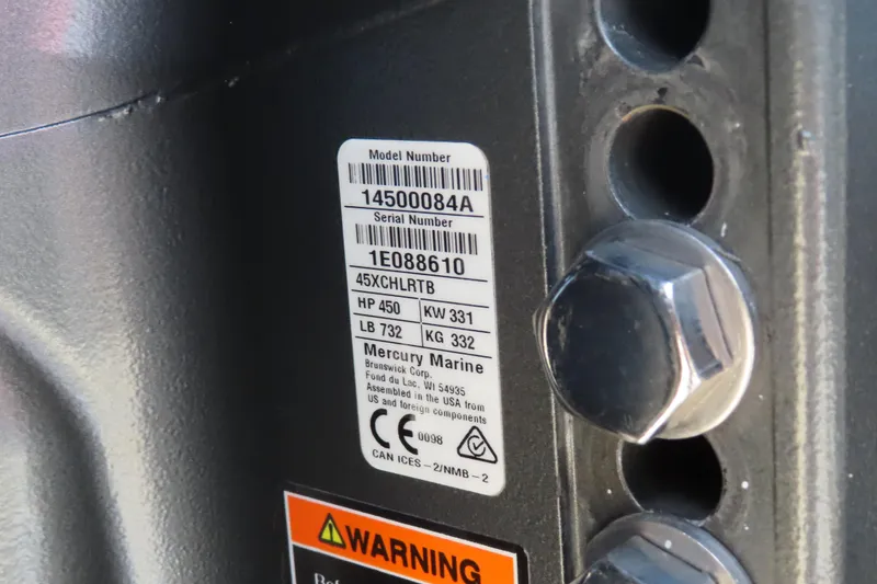 Slide: The Image of Label on Wright Performance 360 engine, 2018 model, showing specifications and warning. - 6