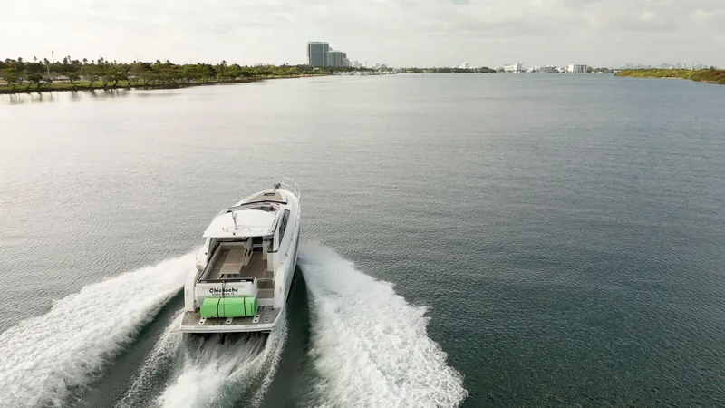 Slide: The Image of 2017 Jeanneau Leader 40 yacht cruising on open water. - 46