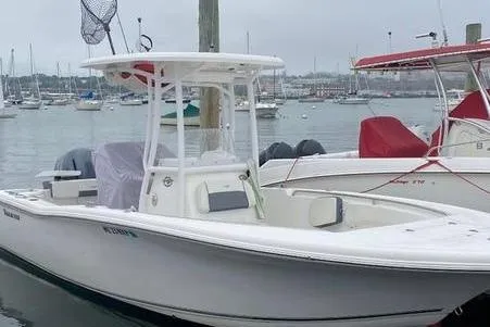 The Image of 2020 Tidewater 220 CC boat docked in a marina with other vessels. - 1