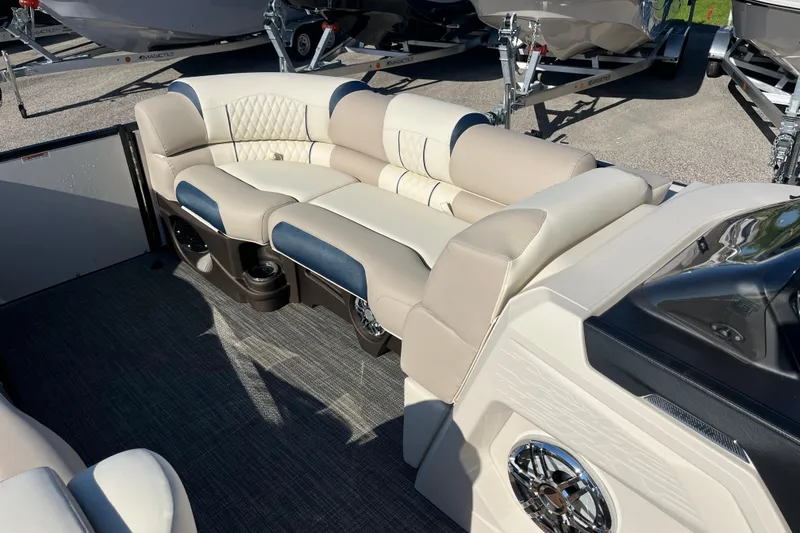 Slide: The Image of Luxurious seating on 2026 Avalon 2385 Catalina Quad Lounger, Tri Toon High Performance boat. - 15