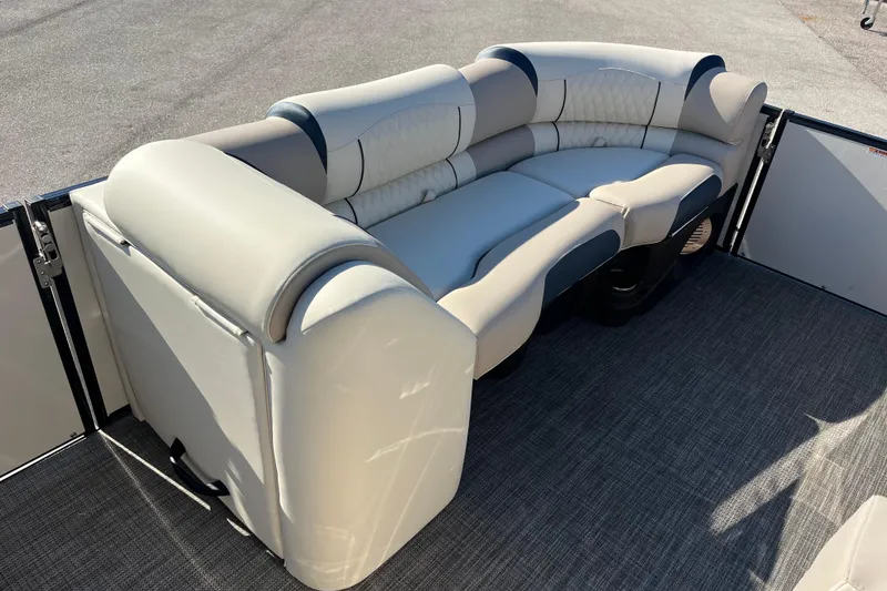 Slide: The Image of Luxurious seating on 2026 Avalon 2385 Catalina Quad Lounger, Tri Toon High Performance boat. - 16