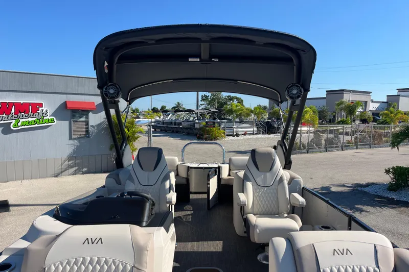 Slide: The Image of 2026 Avalon 2385 Catalina Quad Lounger, Tri Toon High Performance boat at dealership. - 18