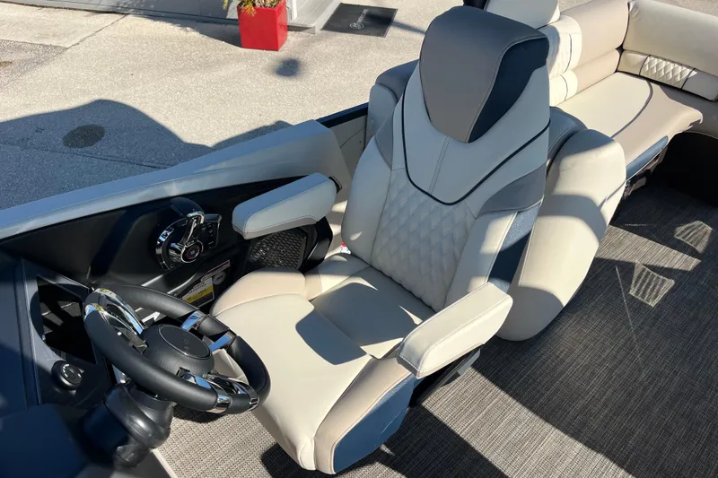 Slide: The Image of Luxurious seating in 2026 Avalon 2385 Catalina Quad Lounger, Tri Toon High Performance boat. - 19