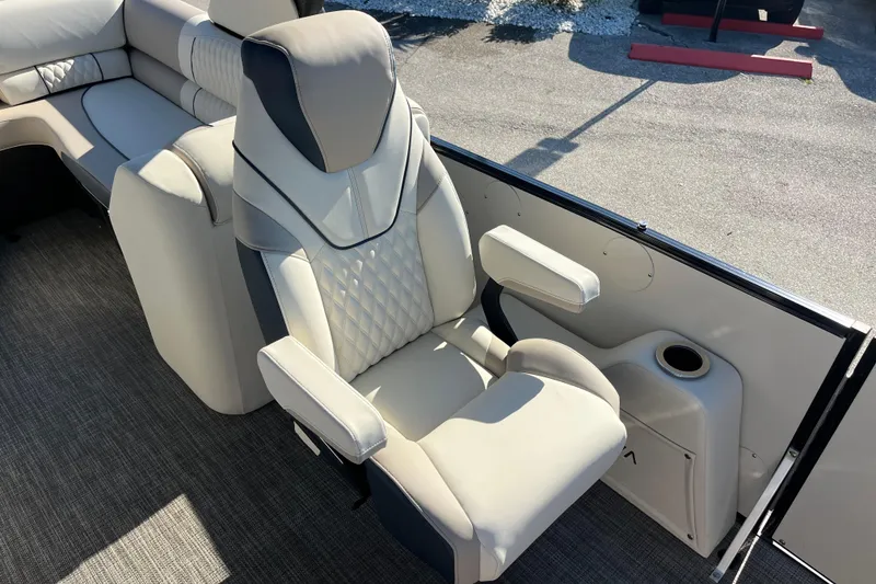 Slide: The Image of Luxurious seating on 2026 Avalon 2385 Catalina Quad Lounger, Tri Toon High Performance boat. - 20