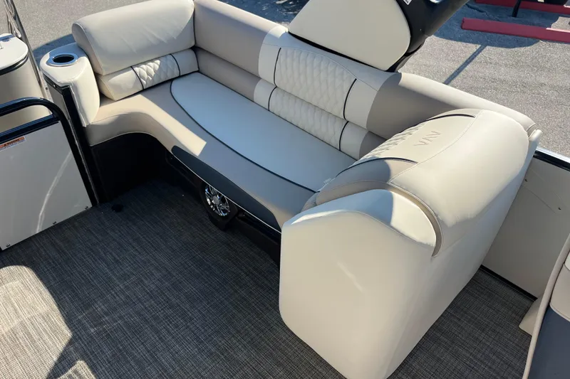 Slide: The Image of 2026 Avalon 2385 Catalina Quad Lounger interior with plush seating and modern design. - 23