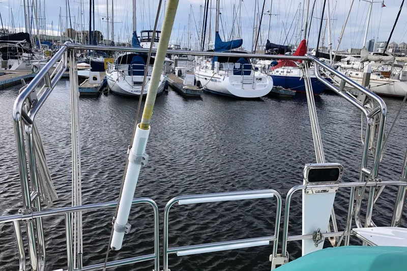 Slide: The Image of Sailboats docked at a marina, viewed from a 1996 Catalina 36 MkII. - 14