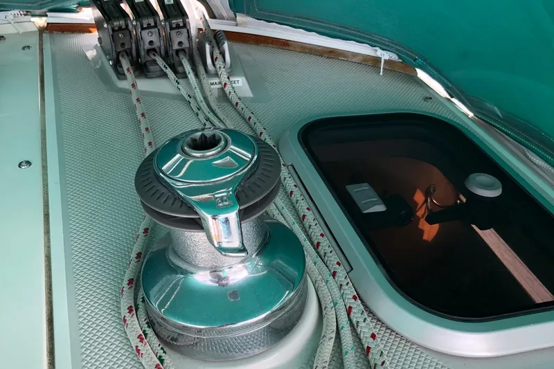 Slide: The Image of Winch and ropes on a 1996 Catalina 36 MkII sailboat deck. - 17