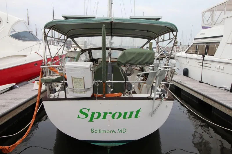 Slide: The Image of Sailboat "Sprout" docked in marina, Passport 47 model, 1985, Baltimore, MD. - 5