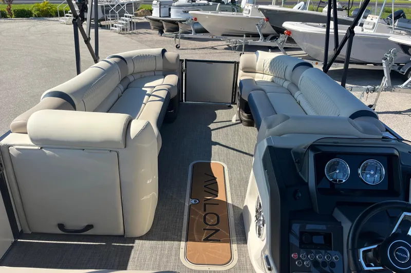 Slide: The Image of Luxurious 2026 Avalon 2785 Catalina Bar with plush seating and modern dashboard. - 13