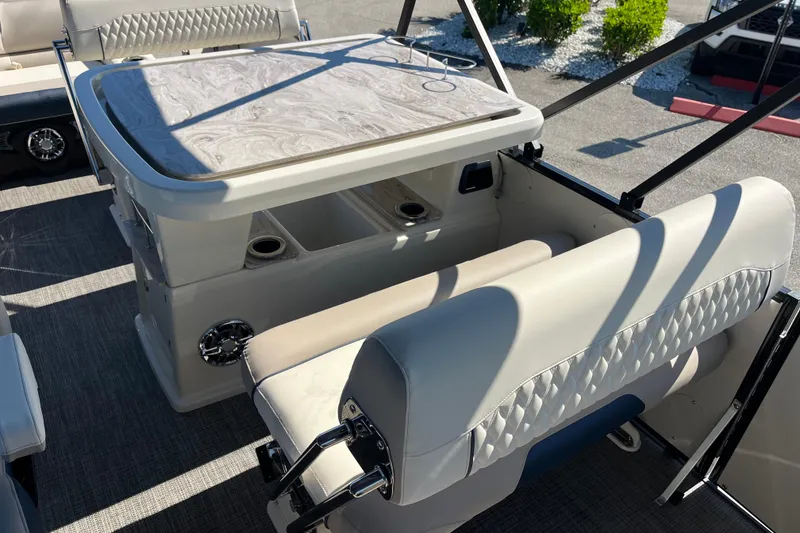 Slide: The Image of Luxurious seating area on 2026 Avalon 2785 Catalina Bar Tri Toon boat. - 18