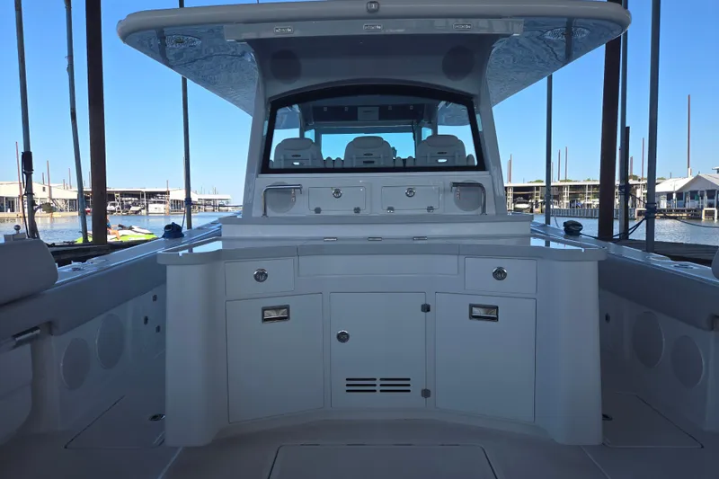 Slide: The Image of 2024 HCB 53 FT Suenos boat interior with sleek design and modern amenities. - 47