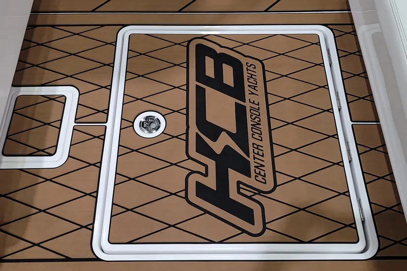 Slide: The Image of 2023 HCB 39 FT Speciale yacht deck with logo and hatch design. - 17