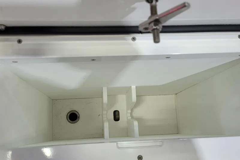 Slide: The Image of Interior compartment of 2023 HCB 39 FT Speciale boat, featuring a clean, white finish. - 22