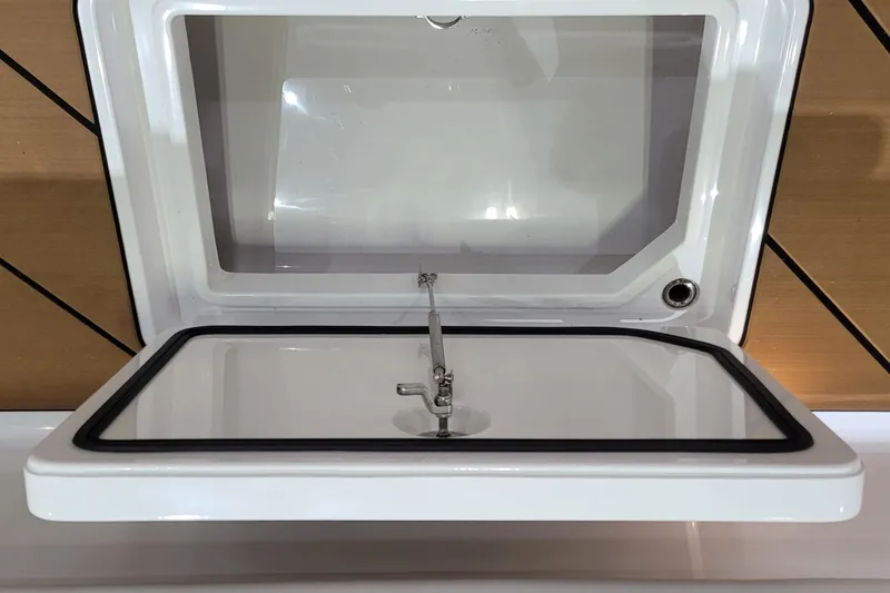 Slide: The Image of Open hatch of 2023 HCB 39 FT Speciale boat, showcasing interior design. - 24