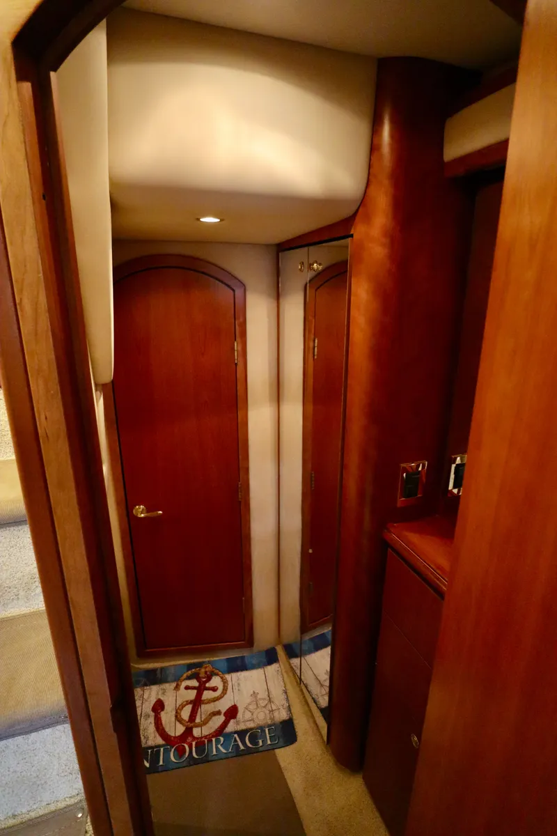 Slide: The Image of Interior of 2000 Cruisers Yachts 3870 with wooden doors. - 8