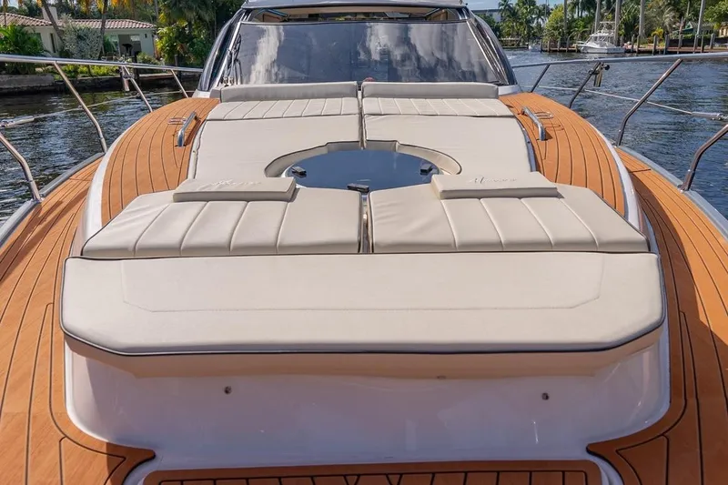 Slide: The Image of 2024 Hanover 415 Pure Gray yacht with luxurious sunbathing deck and sleek design. - 11