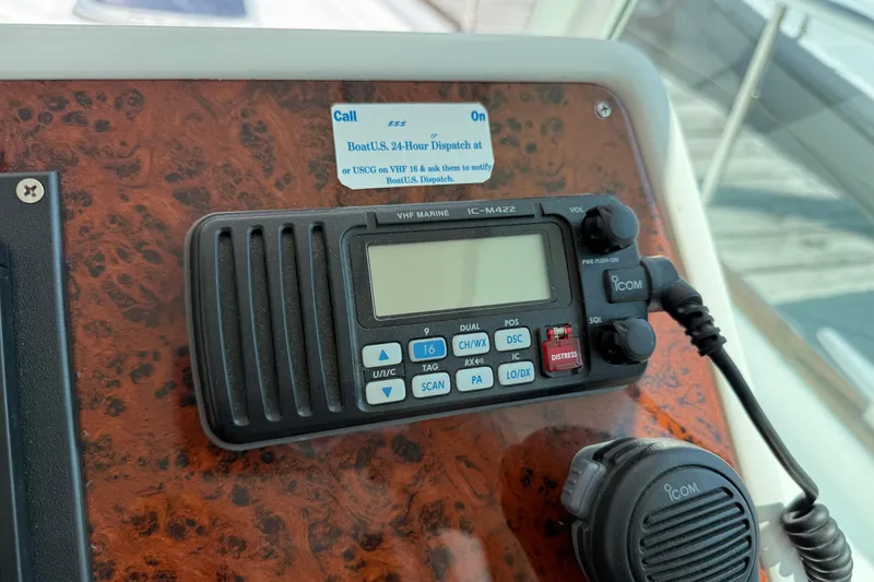 Slide: The Image of VHF marine radio on 2007 Beneteau Swift Trawler 42 dashboard. - 88