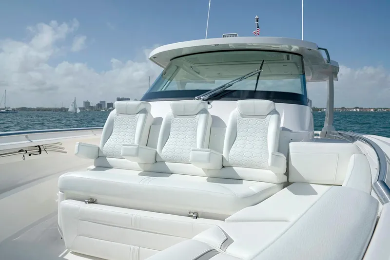 Slide: The Image of Manufacturer Provided Image: 2023 Tiara Yachts 43 LS luxury boat with white seating on open water. - 14