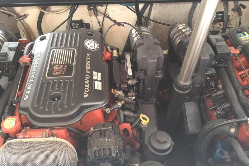 Slide: The Image of Engine compartment of a 2008 Cobalt 323 with Volvo Penta 8.1 Gi engines. - 19