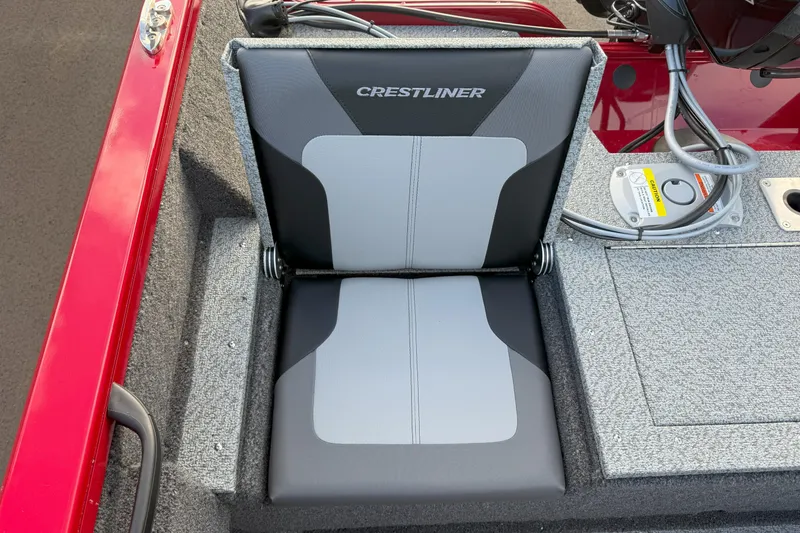 Slide: The Image of Crestliner 1750 HAWK WT 2026 boat seat with gray and black upholstery. - 5