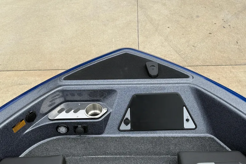 Slide: The Image of Bow area of 2026 Lund 189 Tyee GL boat with cup holder and control panel. - 11