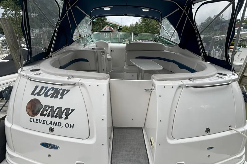 Slide: The Image of 2003 Chaparral 310 Signature boat with "Lucky Penny" name, docked in Cleveland, OH. - 8