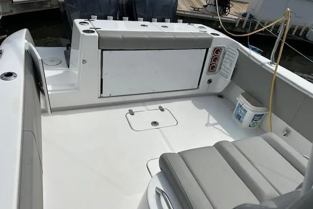 Slide: The Image of 2022 Cape Horn 32 T boat interior with seating and storage area. - 16