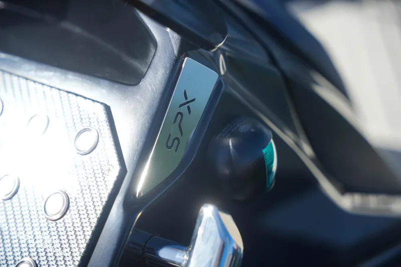 Slide: The Image of Close-up of 2023 SPX RIB 25 Dinette boat detail. - 25