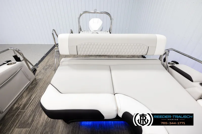 Slide: The Image of 2026 Avalon Excal LTD CRB boat interior with luxurious seating and modern design. - 15